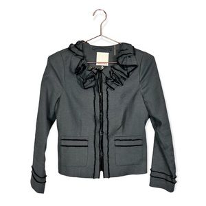 Rebecca Taylor Fringe Trim Jacket Gray Size 6